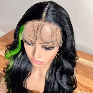 Accessories | Black Wig Ombr Green Skunk 26 Inch Long Lace  display picture 1